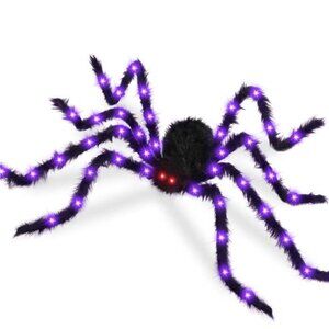 4.9Ft Giant Light Up Halloween Spider with Red Eyes – 8 Lighting Modes